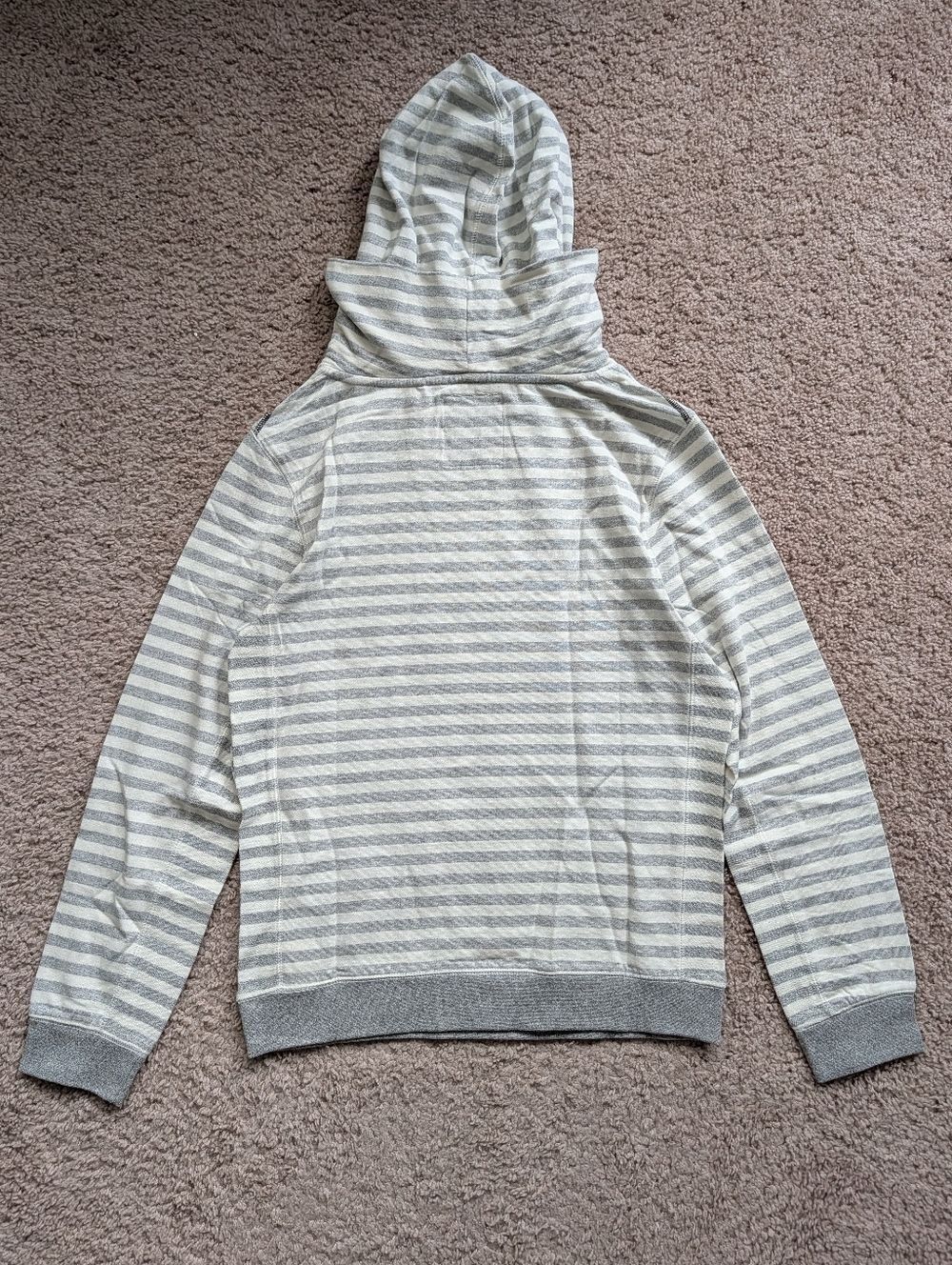 Third & Army Mens Off White Gray Allman Striped Pullover Cowl Neck Hoodie NWT S - Picture 2 of 8